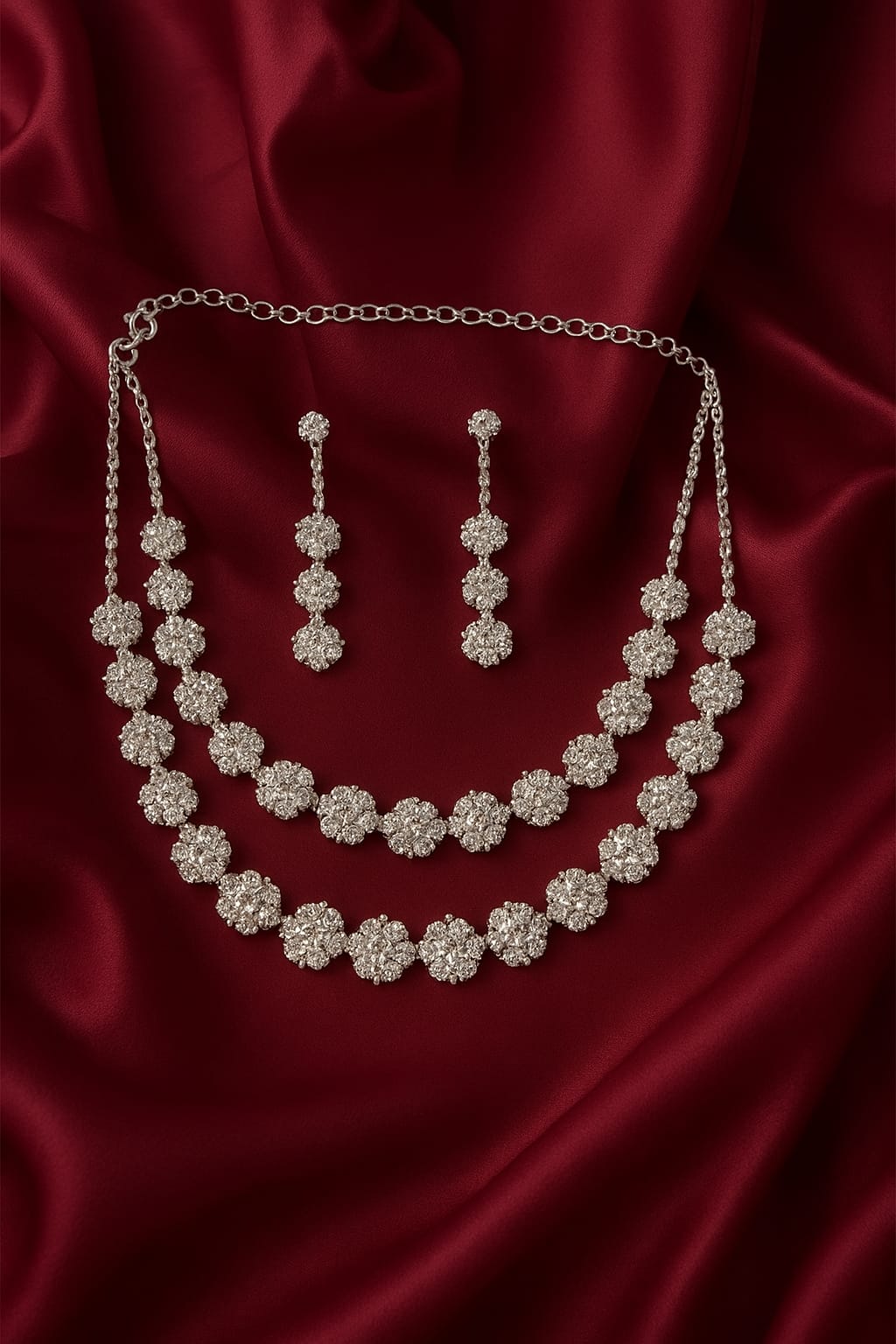 Dazzling Diamond Claw Set – Necklace & Earrings