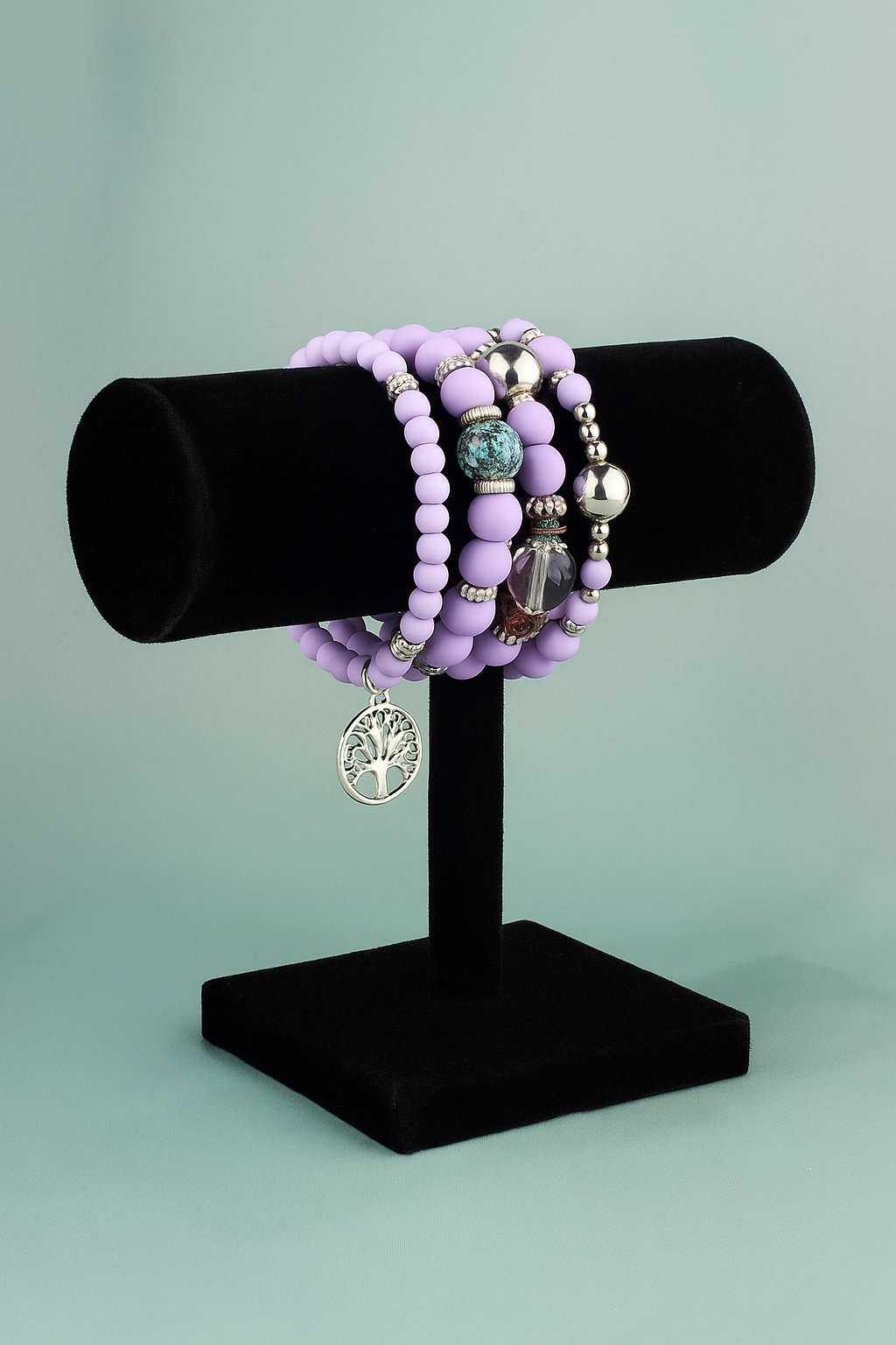 Bohemian Charm Bracelet – Layered Beads with Tassel(Set of 4)