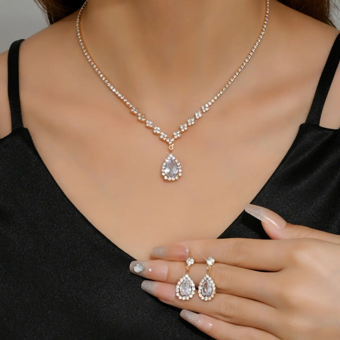 Crystal Grace Bridal Set – Necklace & Bracelet