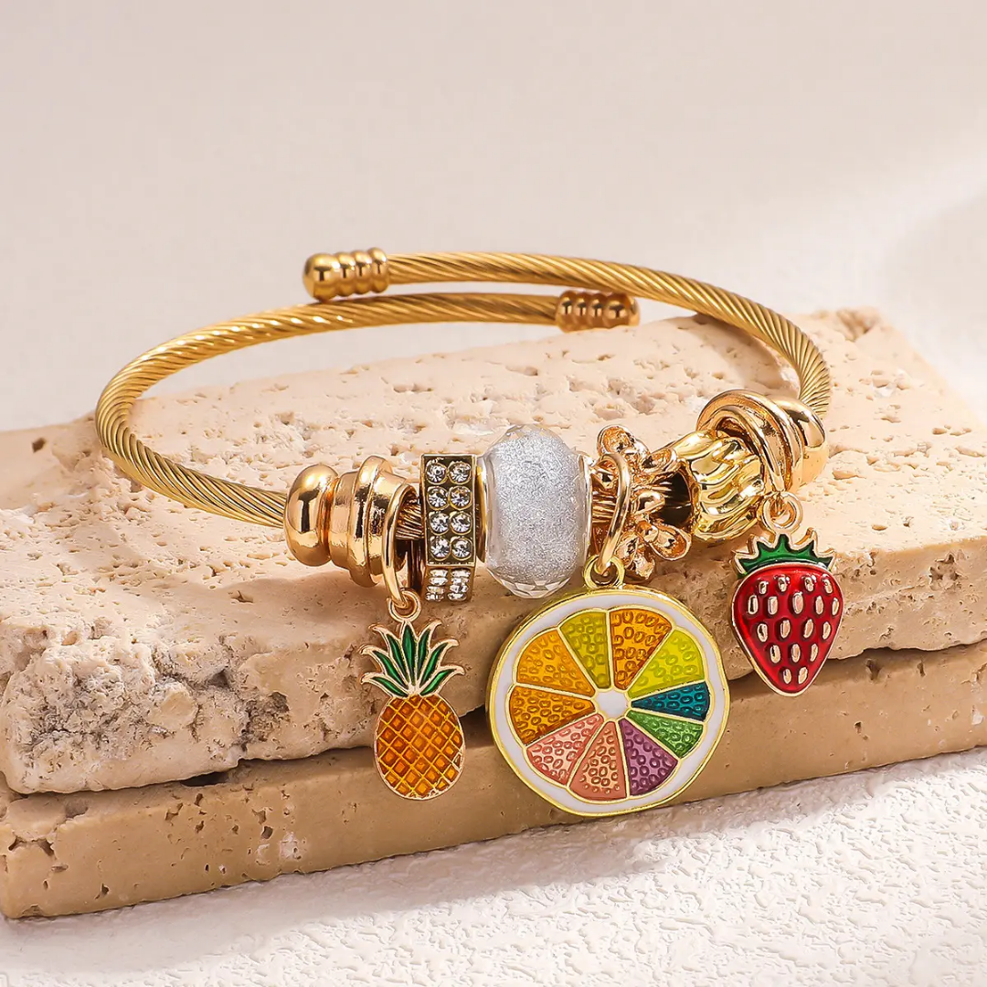 Playful Fruit Charm Bracelet – Trendy Accessory for Women