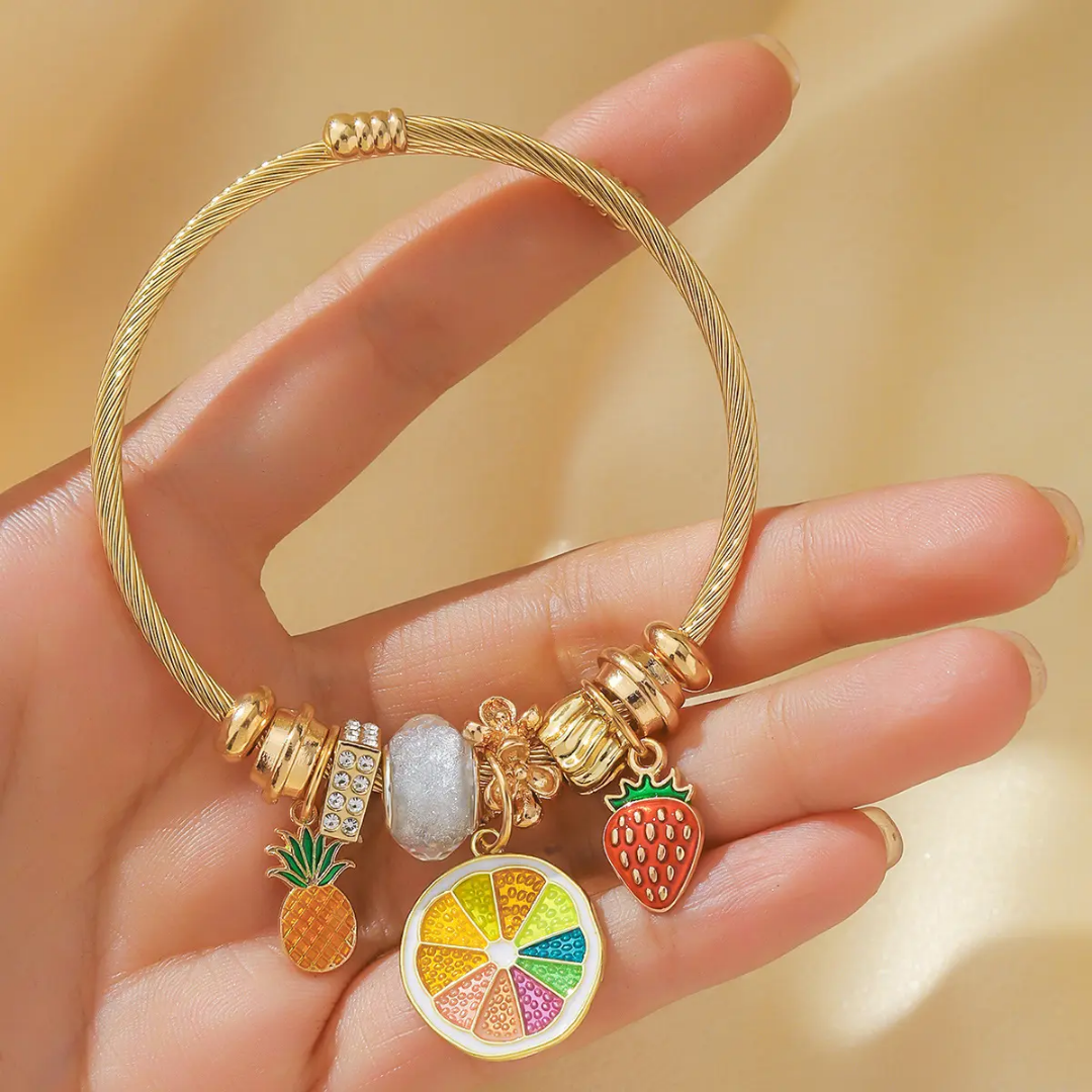 Playful Fruit Charm Bracelet – Trendy Accessory for Women