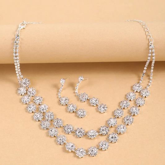 Dazzling Diamond Claw Set – Necklace & Earrings