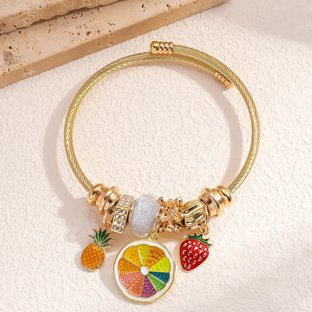 Playful Fruit Charm Bracelet – Trendy Accessory for Women